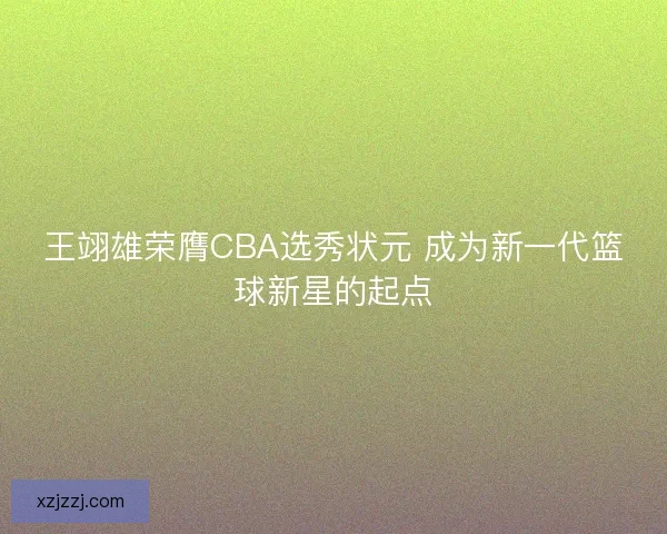 王翊雄荣膺CBA选秀状元 成为新一代篮球新星的起点