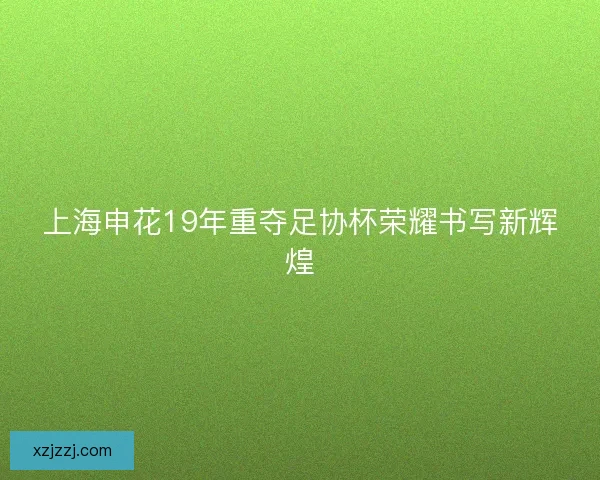 上海申花19年重夺足协杯荣耀书写新辉煌