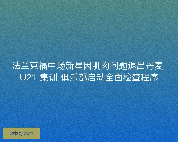 法兰克福中场新星因肌肉问题退出丹麦 U21 集训 俱乐部启动全面检查程序